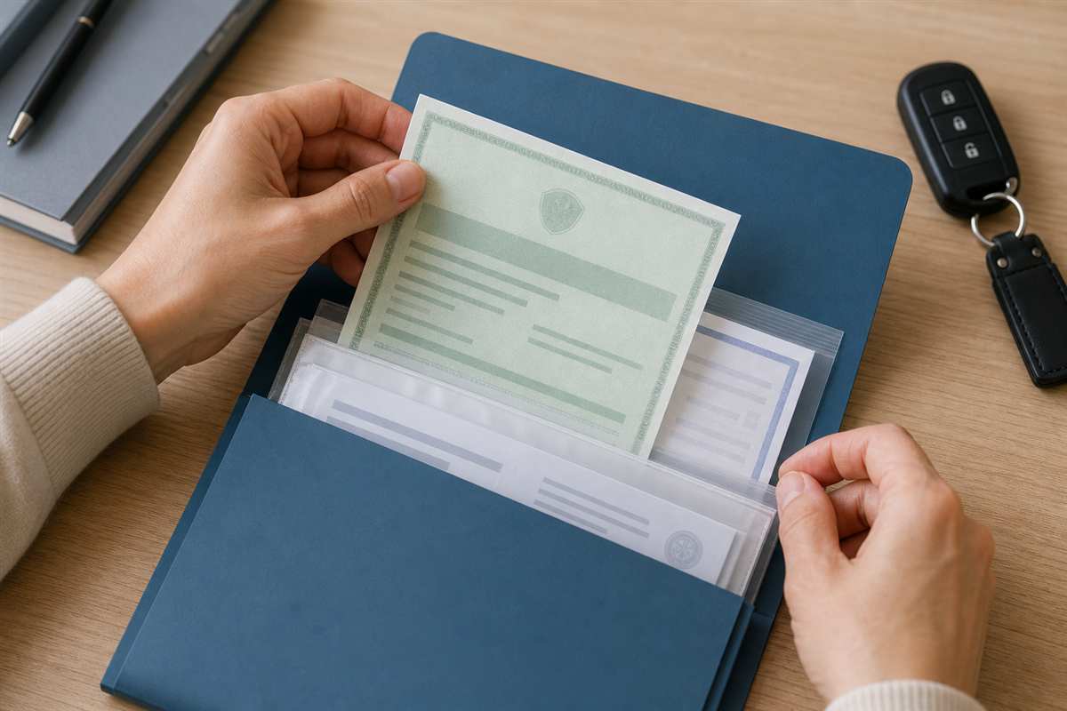 Organização de documentos do veículo